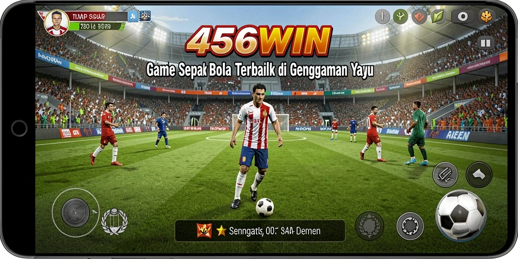 Screenshot gameplay 456WIN menampilkan aksi seru pertandingan sepak bola.