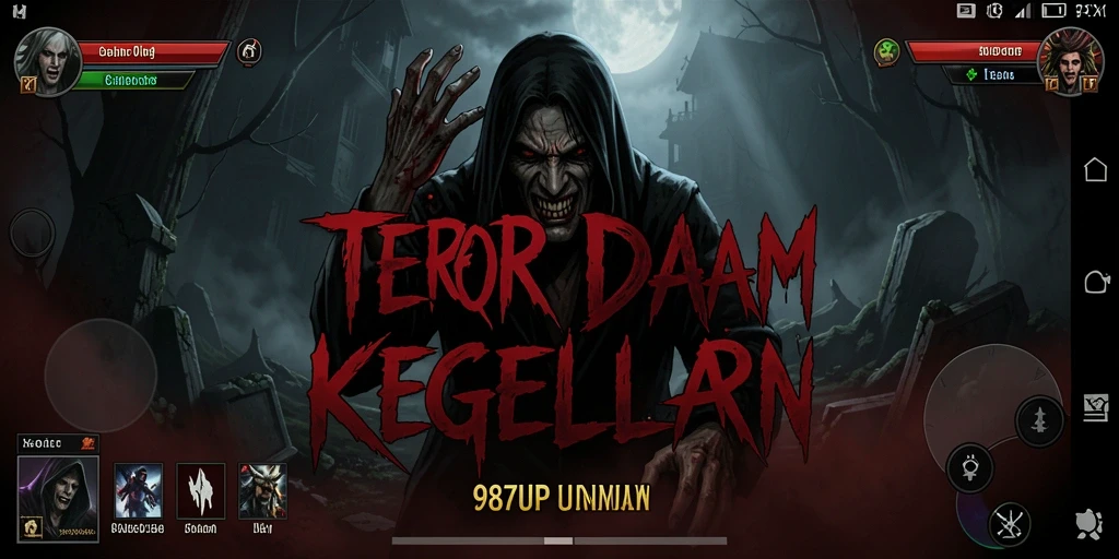 Screenshot 987UP menampilkan aksi ketegangan dalam kegelapan.
