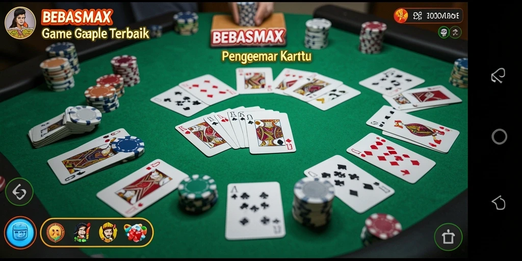 Tampilan gameplay menarik dari aplikasi BEBASMAX saat main Gaple.