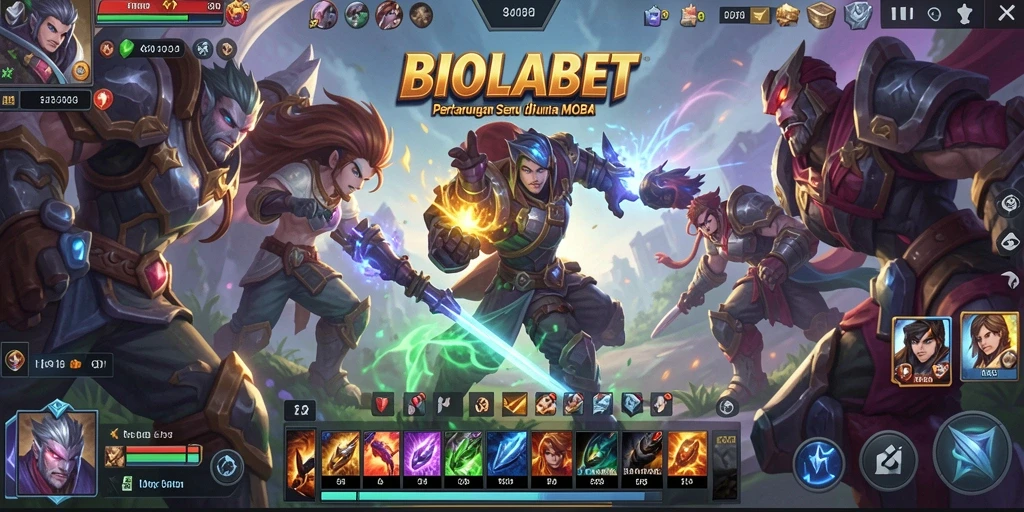 Tampilan permainan MOBA yang menarik dan seru dari BIOLABET.