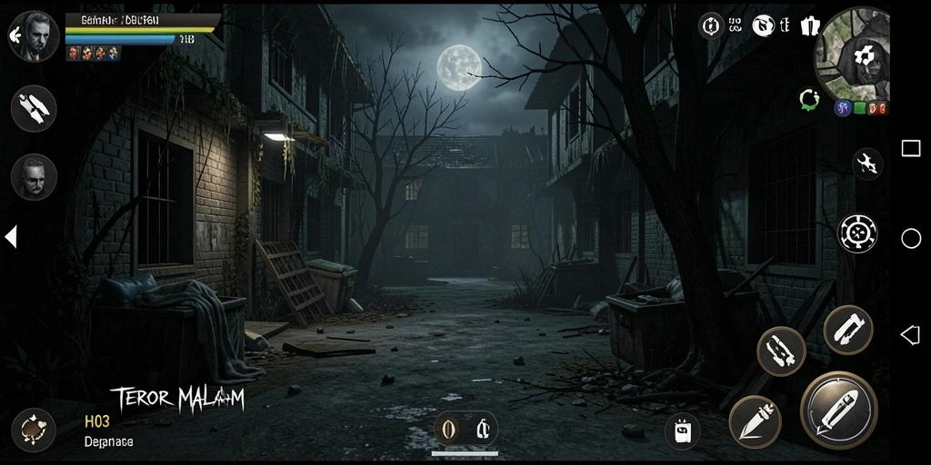 Screenshot gameplay H03, menampilkan suasana mencekam dan elemen horor.