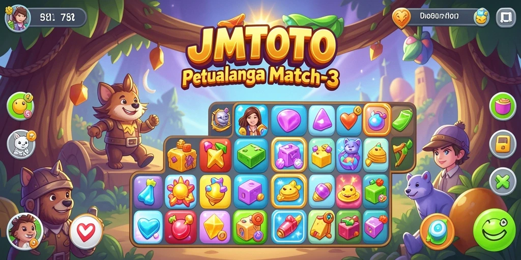 Tangkapan layar JMTOTO menampilkan gameplay seru dalam mencocokkan item.