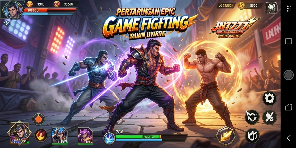 Screenshot JNT777 menunjukkan aksi pertarungan dari karakter yang sedang bertarung.