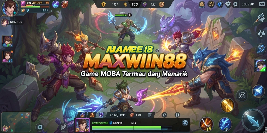 Screenshot gameplay MOBA yang seru dan intens.