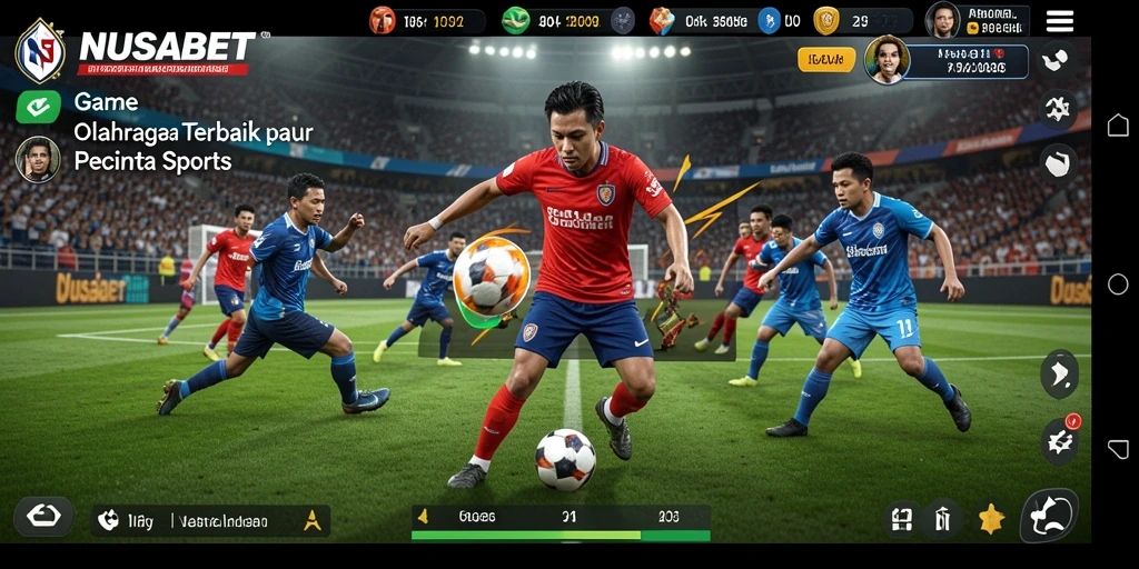 Tampilan gameplay NUSABET dengan aksi olahraga yang mendebarkan.