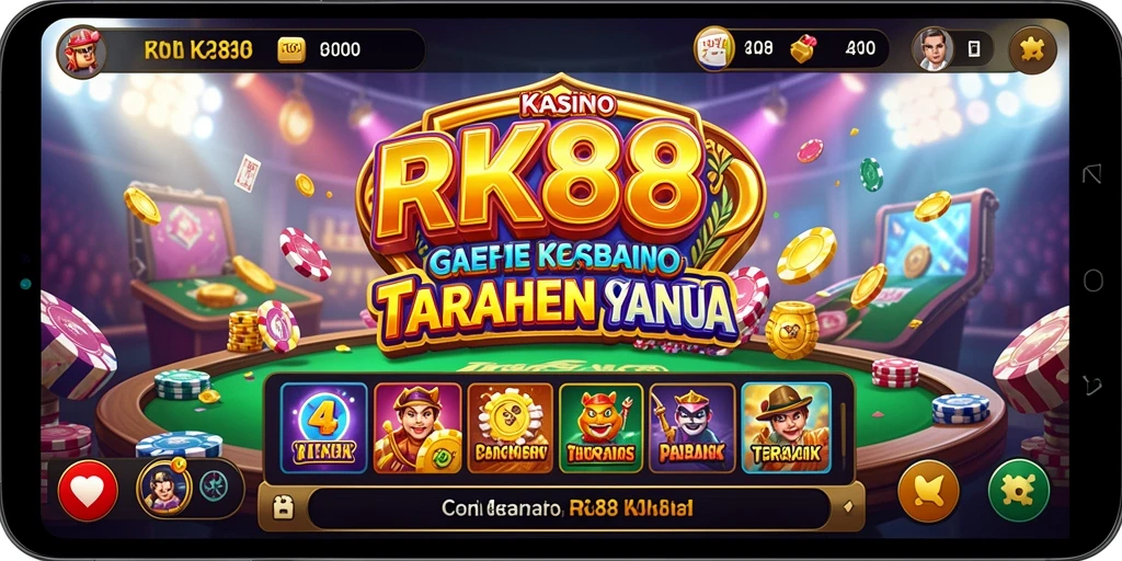 Tampilan gameplay menarik di RK88 dengan suasana Kasino yang mendebarkan.
