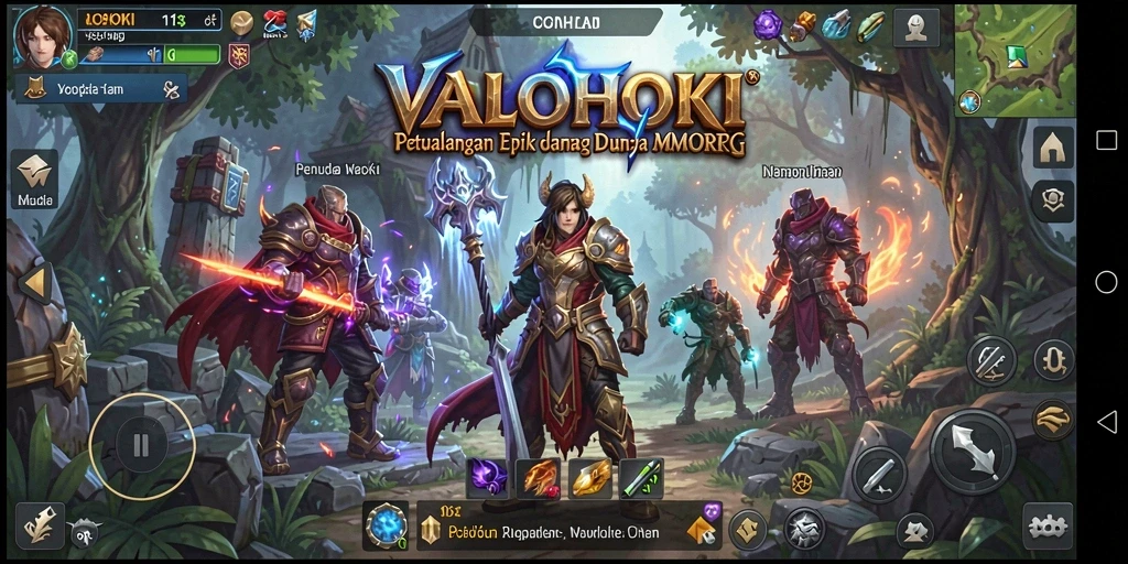 Gameplay epik VALOHOKI dengan karakter dan lingkungan fantastis.