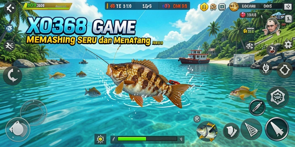 Tampilan gameplay seru dalam XO368 saat menangkap ikan besar.